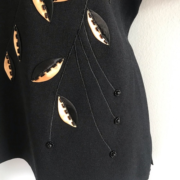 NWOT Marallis Collection Golden Black 3D Leaf Blouse Fall Autumn - Picture 5 of 16